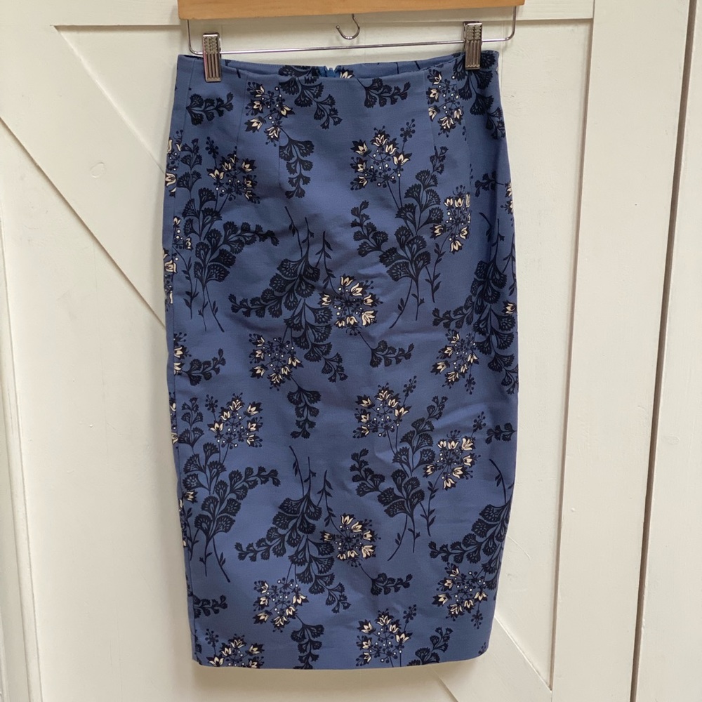 Boden Blue Floral Midi Pencil Skirt